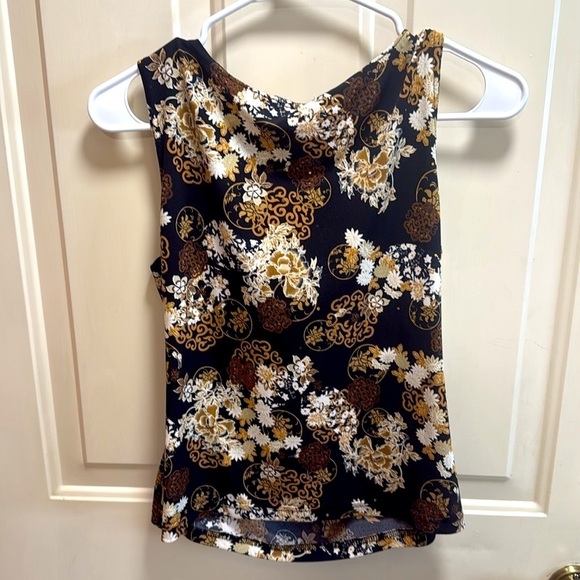B. Works Vintage Y2K Floral Sleeveless Going Out Top with necklace XL - Picture 4 of 7